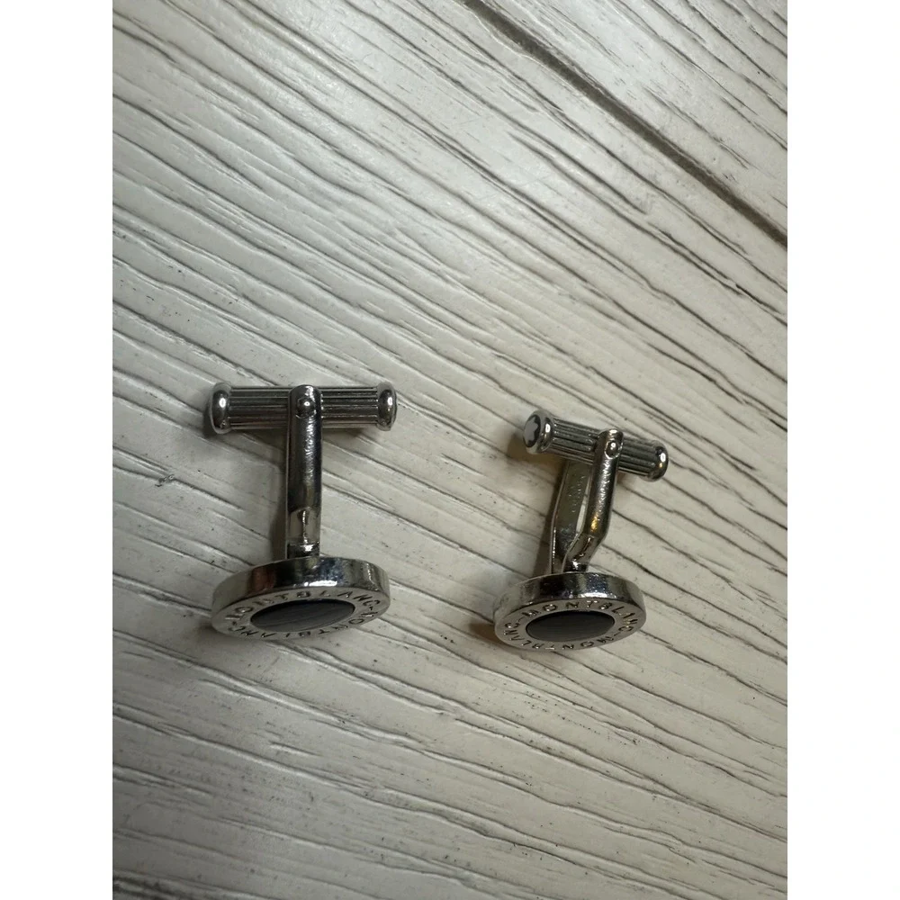 Montblanc Rare Vintage Stainless Steel Silver‎ And Black Cufflinks
